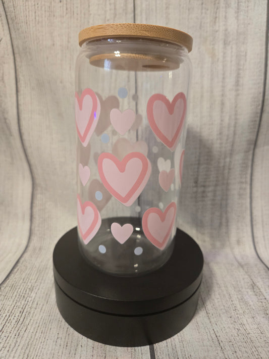 Pink Heart Libby Glass 16oz